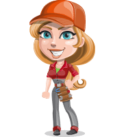 Pretty Mechanic Girl Cartoon Vector Character AKA Carlita